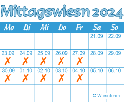 Termine und Zeiten auf der Mittagswiesn 2024